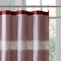 Faux Silk Embroidered Floral Shower Curtain Red Polyester