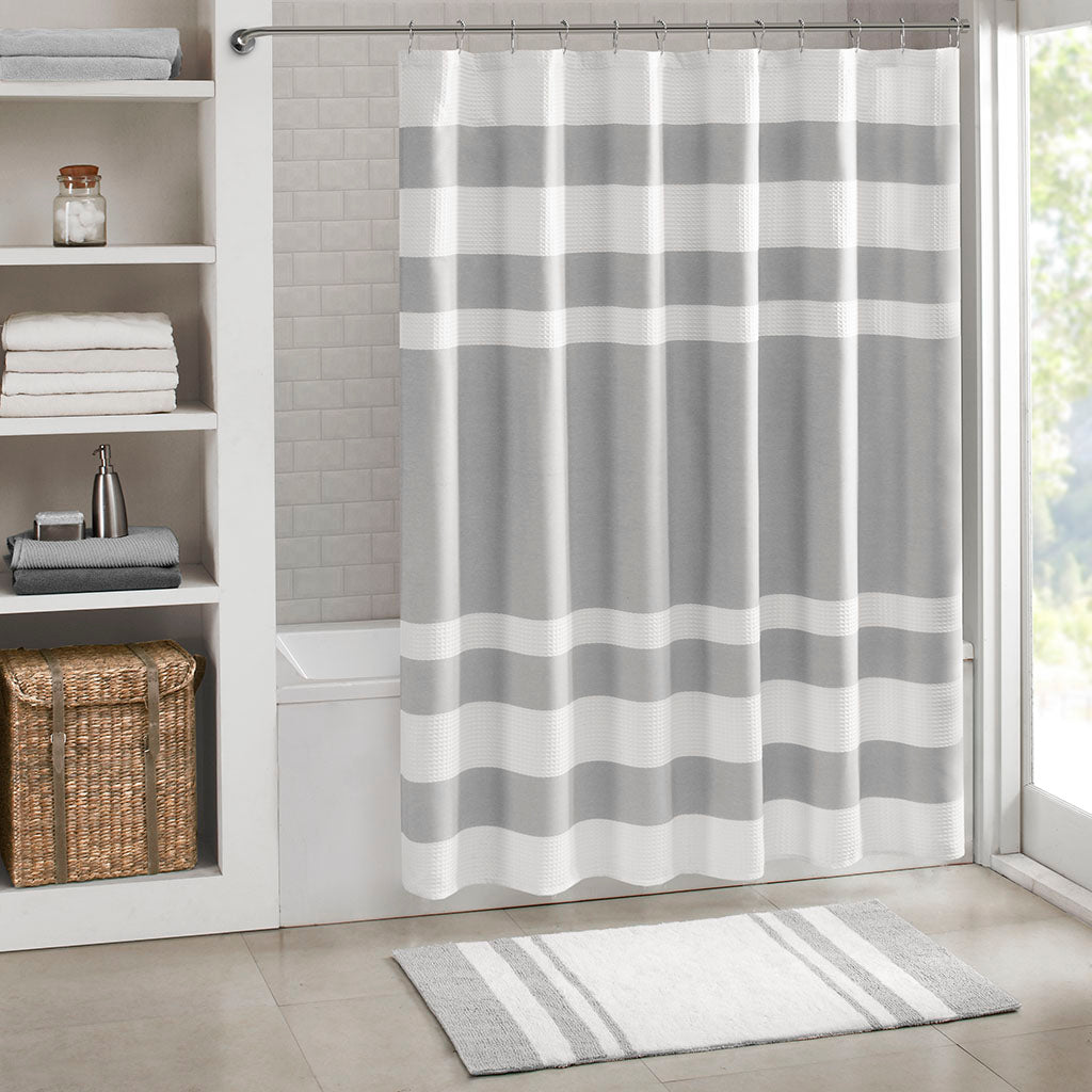 Shower Curtain With 3M Treatment Grey Polyester