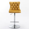 Swivel Velvet Barstools Adjusatble Seat Height From 25 33 Inch, Modern Upholstered Chrome Base Bar Stools With Backs Comfortable Tufted For Home Pub And Kitchen Island Gold,Set Of 2 Gold Foam Velvet