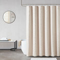 Woven Clipped Solid Shower Curtain Sand Polyester