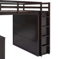 Full Size Loft Bed With Drawers,Desk,And Wardrobe Espresso Espresso Solid Wood