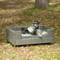 Dog Bed, Pet Bed, Pet Enclosures, Pet Outdoor Furniture, Pet Patio Furniture, Seasonal Pe Wicker Pet Furniture, Dog Bed With Cushion Dark Gray Pe Rattan Iron Waterproof Fabric