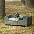 Dog Bed, Pet Bed, Pet Enclosures, Pet Outdoor Furniture, Pet Patio Furniture, Seasonal Pe Wicker Pet Furniture, Dog Bed With Cushion Dark Gray Pe Rattan Iron Waterproof Fabric