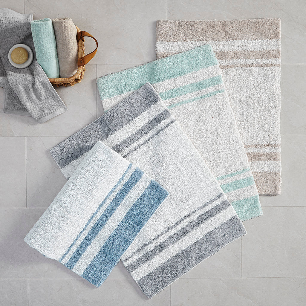 Reversible Bath Rug Aqua Cotton