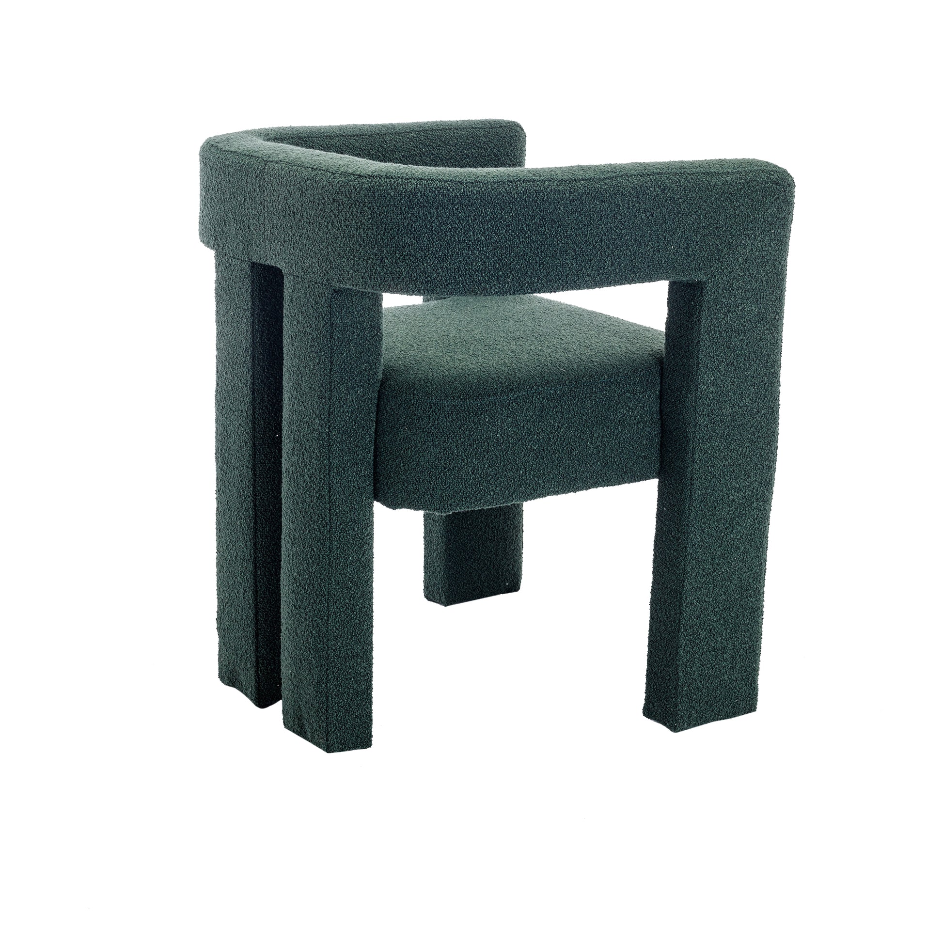 Coolmore Contemporary Designed Fabric Upholstered Accent Dining Chair Barrel Side Chairs Kitchen Armchair For Living Room 2Pc Set Emerald Boucle