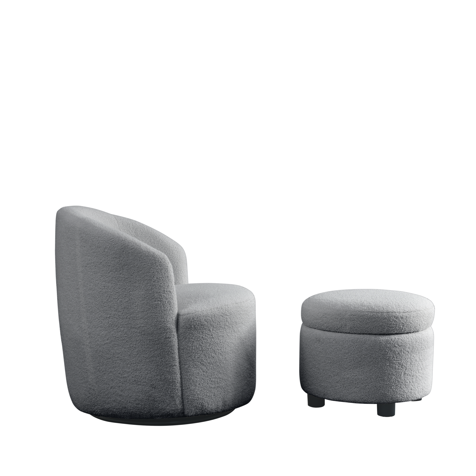 Video Welike Swivel Barrel Chair, Living Room Swivel Chair With Round Storage Chair, 360 Swivel Club Chair, Nursery, Bedroom, Office, Hotel With Upholstered Modern Armchair, Teddy Fabric Grey Teddy Foam Fabric