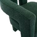 Coolmore Contemporary Designed Fabric Upholstered Accent Dining Chair Barrel Side Chairs Kitchen Armchair For Living Room 2Pc Set Emerald Boucle