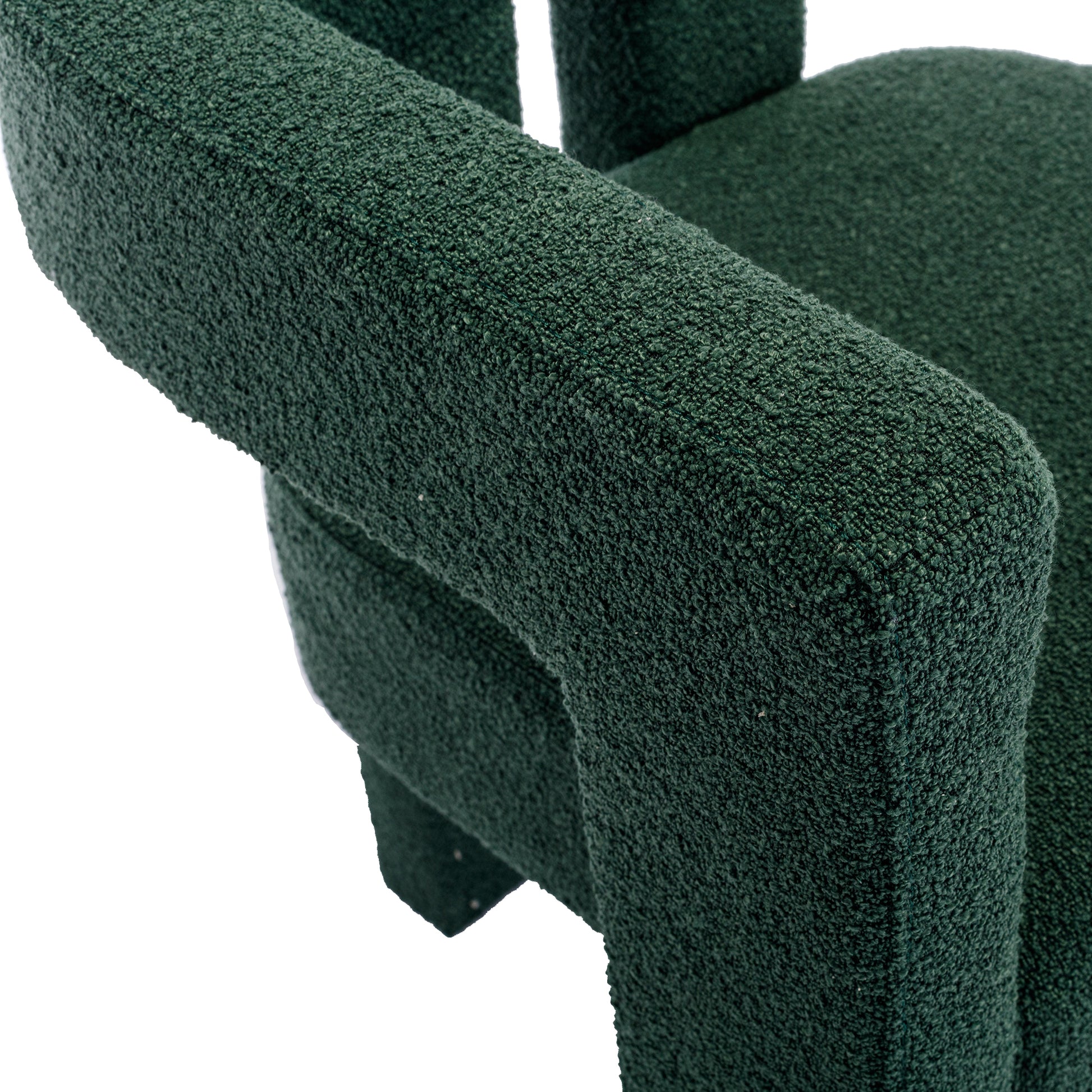 Coolmore Contemporary Designed Fabric Upholstered Accent Dining Chair Barrel Side Chairs Kitchen Armchair For Living Room 2Pc Set Emerald Boucle