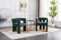 Coolmore Contemporary Designed Fabric Upholstered Accent Dining Chair Barrel Side Chairs Kitchen Armchair For Living Room 2Pc Set Emerald Boucle