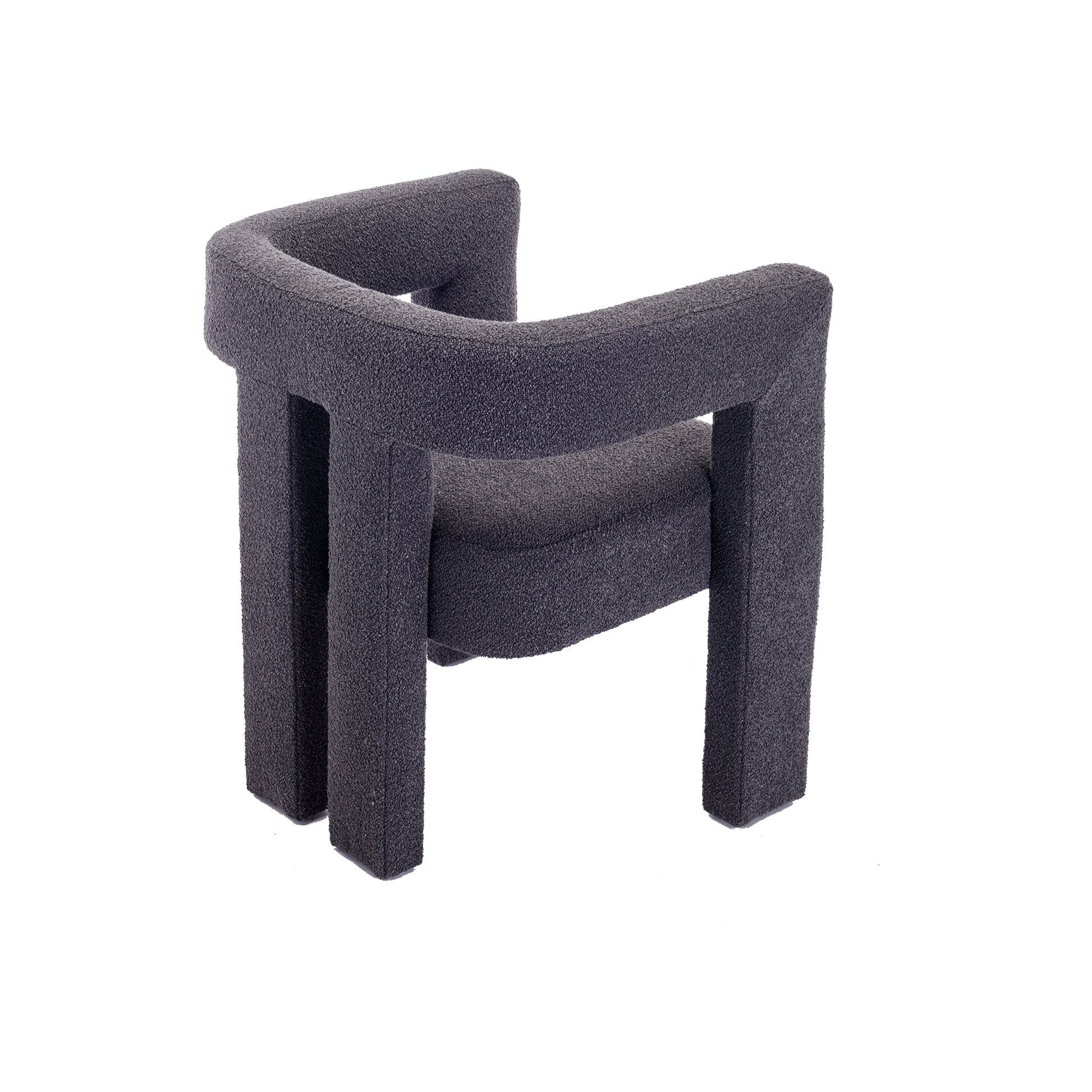 Coolmore Contemporary Designed Fabric Upholstered Accent Dining Chair Barrel Side Chairs Kitchen Armchair For Living Room 2Pc Set Carbon Black Boucle