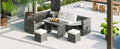 Outdoor 6 Piece All Weather Pe Rattan Sofa Set, Garden Patio Wicker Sectional Furniture Set With Adjustable Seat, Storage Box, Removable Covers And Tempered Glass Top Table, Beige Yes Complete Patio Set Beige Water Resistant Frame Water Resistant Cushion