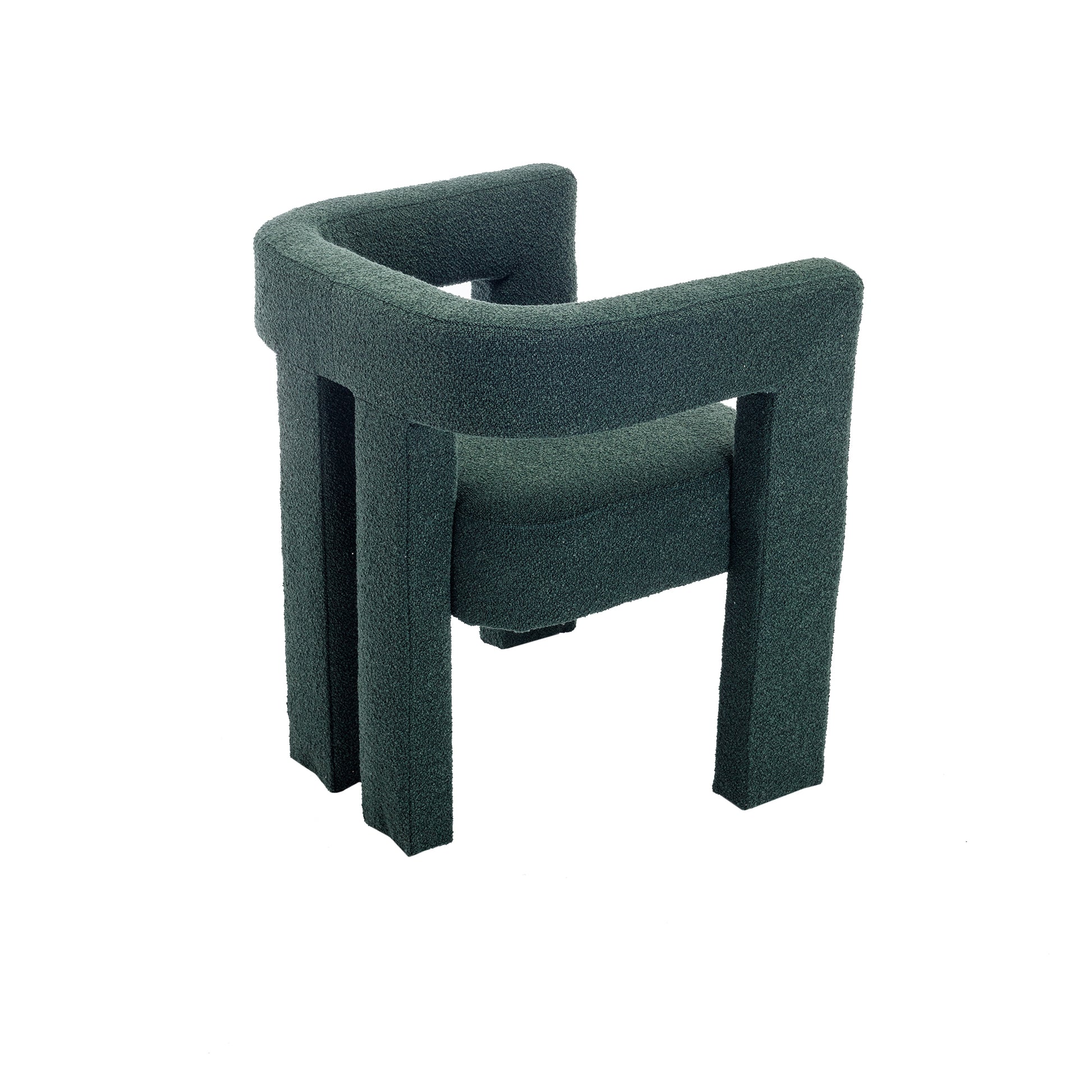 Coolmore Contemporary Designed Fabric Upholstered Accent Dining Chair Barrel Side Chairs Kitchen Armchair For Living Room 2Pc Set Emerald Boucle