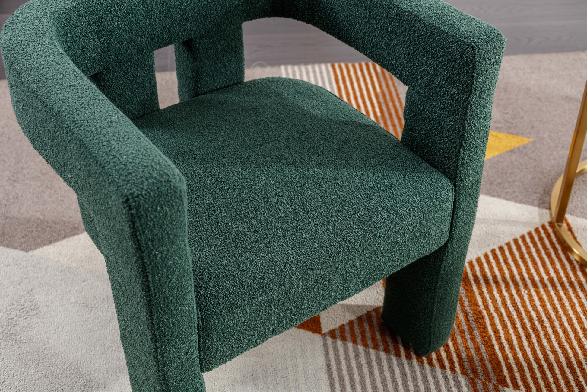 Coolmore Contemporary Designed Fabric Upholstered Accent Dining Chair Barrel Side Chairs Kitchen Armchair For Living Room 2Pc Set Emerald Boucle