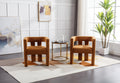 Coolmore Contemporary Designed Fabric Upholstered Accent Dining Chair Barrel Side Chairs Kitchen Armchair For Living Room 2Pc Set Coffee Boucle