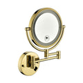 8 Inch Led Wall Mount Two Sided Magnifying Makeup Vanity Mirror 12 Inch Extension Matte Black 1X 3X Magnification Plug 360 Degree Rotation Waterproof Button Shaving Mirror Gold Stainless Steel