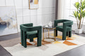 Coolmore Contemporary Designed Fabric Upholstered Accent Dining Chair Barrel Side Chairs Kitchen Armchair For Living Room 2Pc Set Emerald Boucle