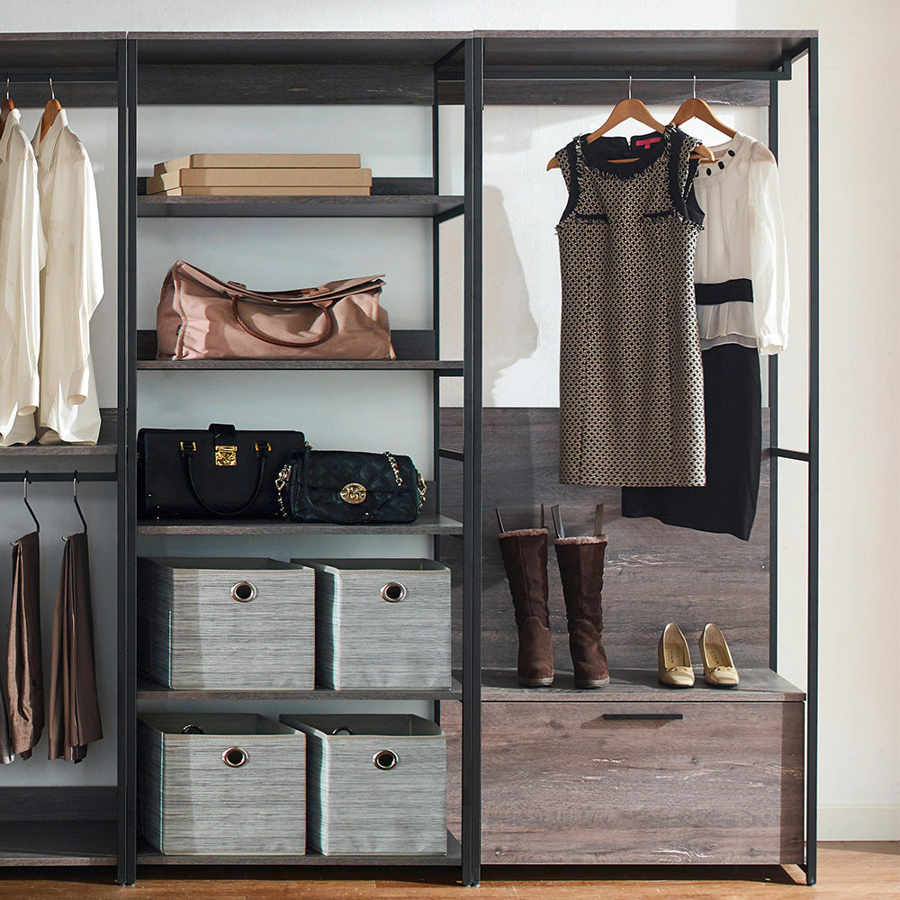 Monica Wood Walk In Closet System Rustic Mdf Melamine