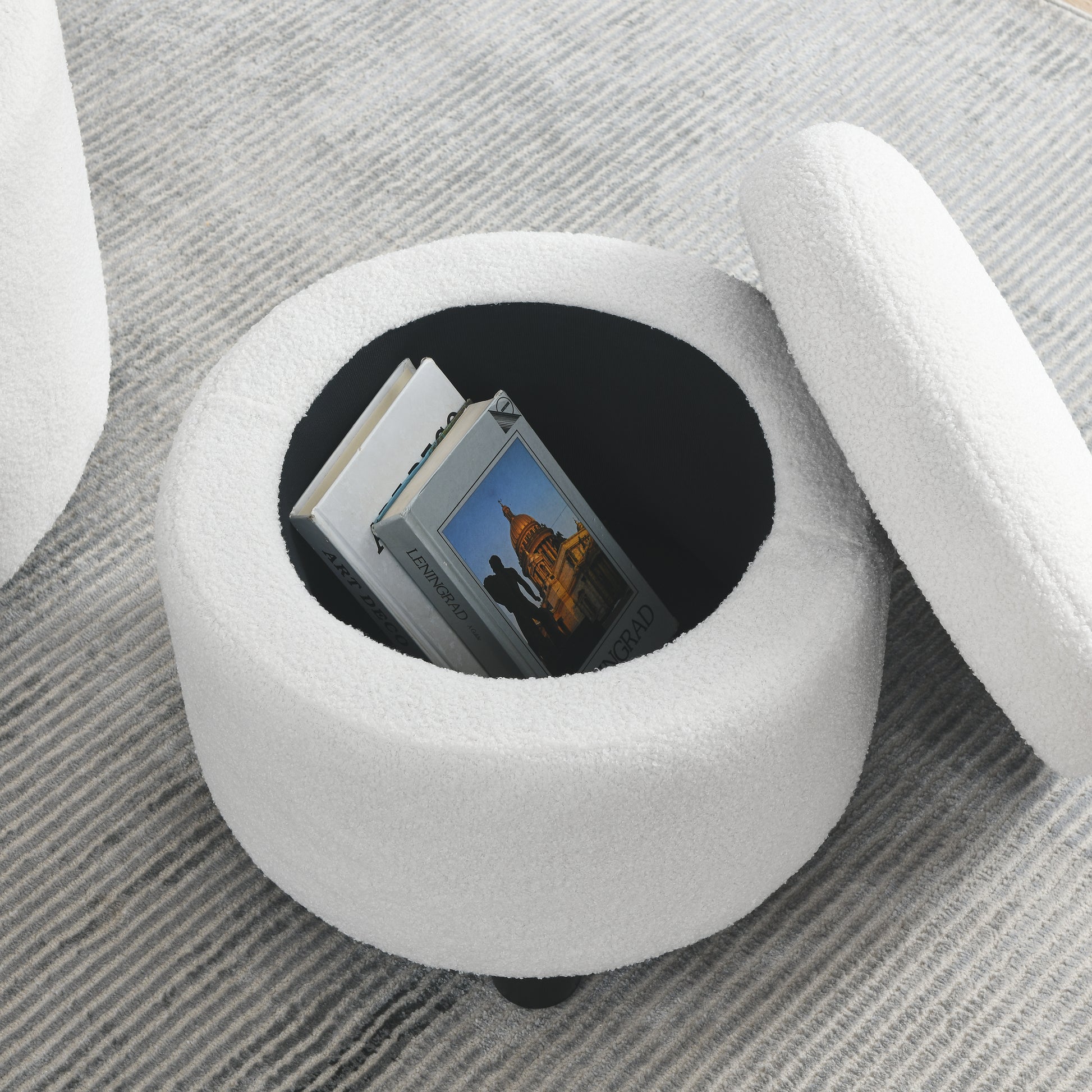 Video Welike Swivel Barrel Chair, Living Room Swivel Chair With Round Storage Chair, 360 Swivel Club Chair, Nursery, Bedroom, Office, Hotel With Upholstered Modern Armchair, Teddy Fabric White Teddy Foam Fabric