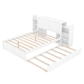 Full Size Storage Platform Bed With Pull Out Shelves And Twin Size Trundle, White White Solid Wood Mdf
