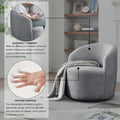 Video Welike Swivel Barrel Chair, Living Room Swivel Chair With Round Storage Chair, 360 Swivel Club Chair, Nursery, Bedroom, Office, Hotel With Upholstered Modern Armchair, Teddy Fabric Grey Teddy Foam Fabric