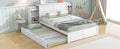 Full Size Storage Platform Bed With Pull Out Shelves And Twin Size Trundle, White White Solid Wood Mdf