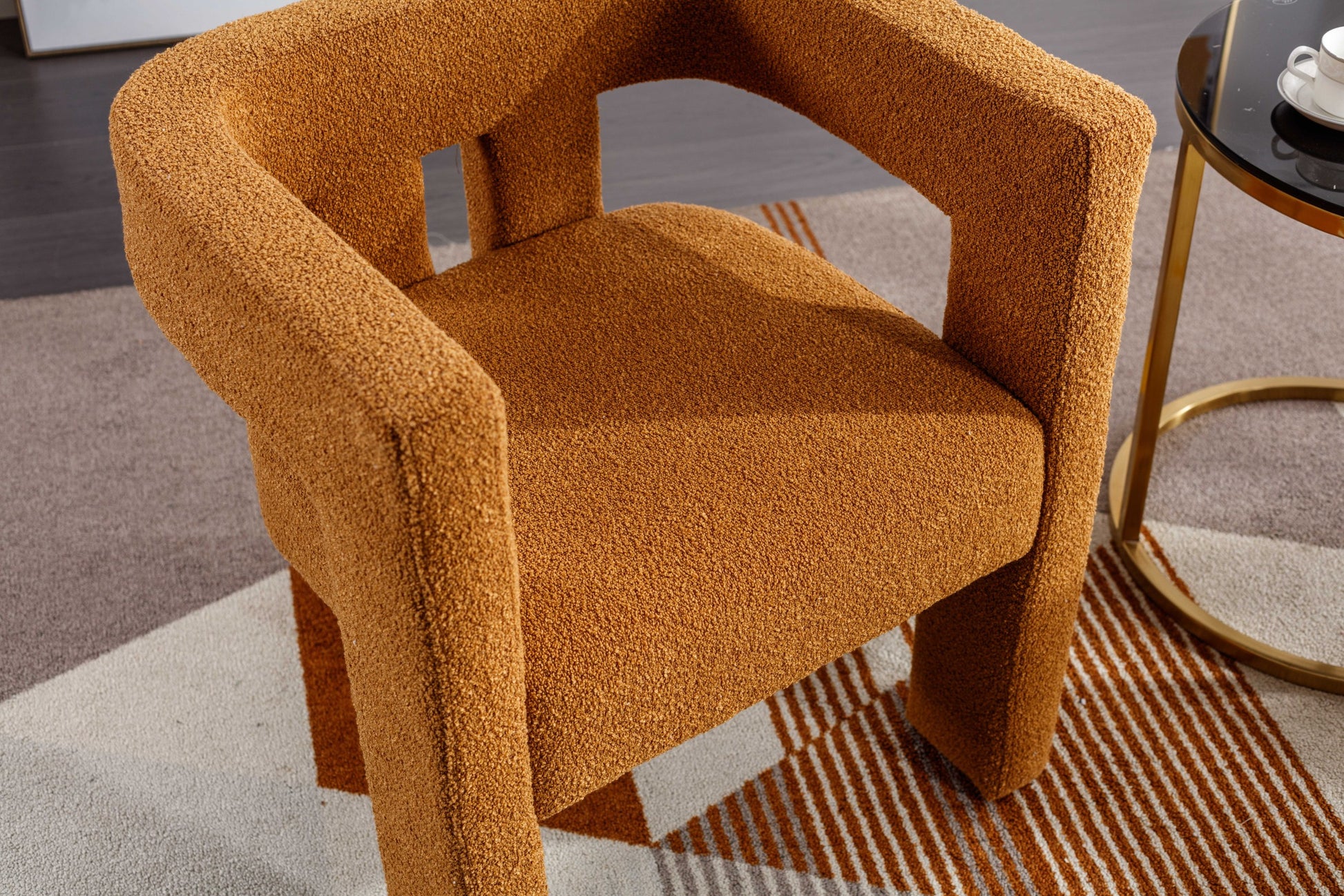 Coolmore Contemporary Designed Fabric Upholstered Accent Dining Chair Barrel Side Chairs Kitchen Armchair For Living Room 2Pc Set Coffee Boucle