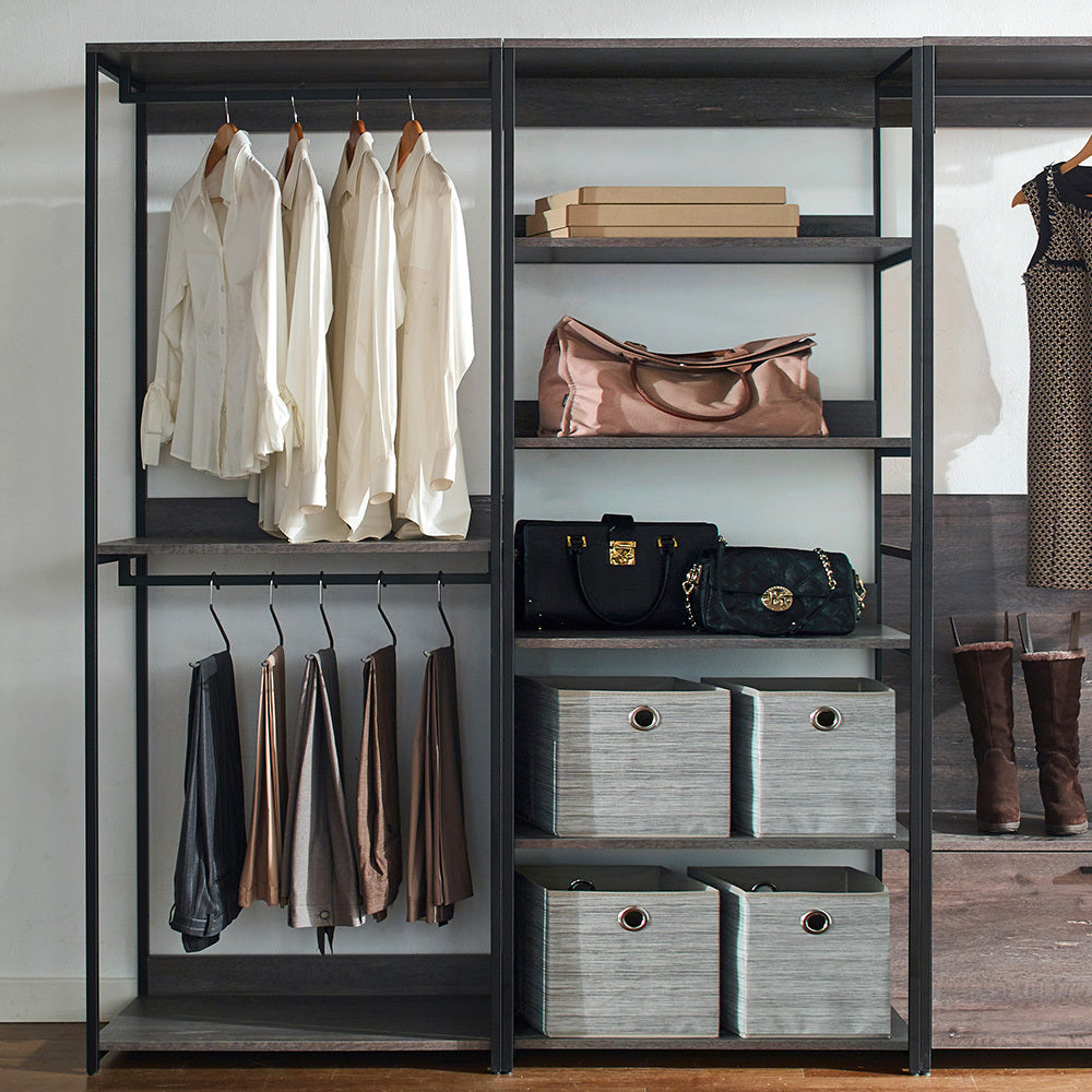 Monica Wood Walk In Closet System Rustic Mdf Melamine