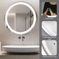 24 Inch Led Round Bathroom Mirror Transparent Glass