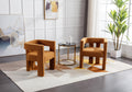 Coolmore Contemporary Designed Fabric Upholstered Accent Dining Chair Barrel Side Chairs Kitchen Armchair For Living Room 2Pc Set Coffee Boucle