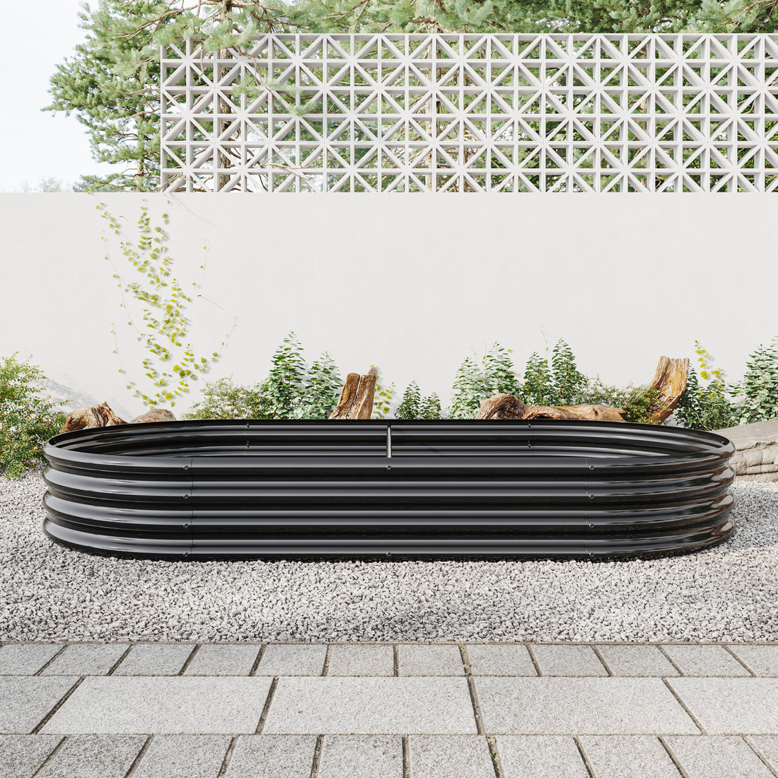 Raised Garden Bed Outdoor,Oval Large Metal Raised Planter Bed For For Plants, Vegetables, And Flowers Black Black Metal