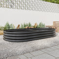 Raised Garden Bed Outdoor,Oval Large Metal Raised Planter Bed For For Plants, Vegetables, And Flowers Black Black Metal