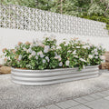 Raised Garden Bed Outdoor,Oval Large Metal Raised Planter Bed For For Plants, Vegetables, And Flowers Silver Silver Garden & Outdoor Metal