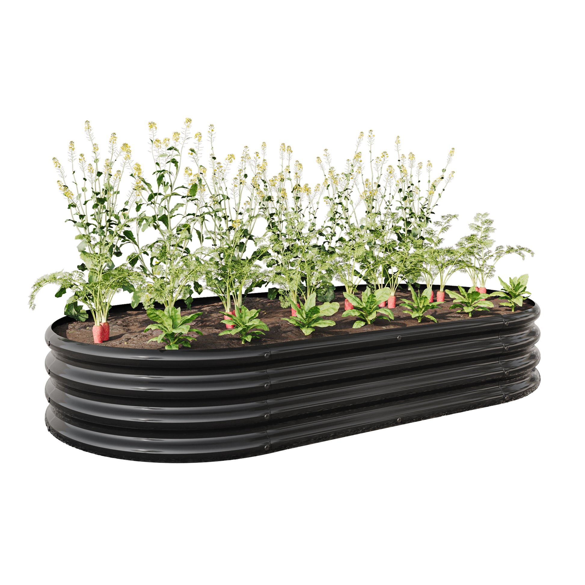 Raised Garden Bed Outdoor,Oval Large Metal Raised Planter Bed For For Plants, Vegetables, And Flowers Black Black Metal