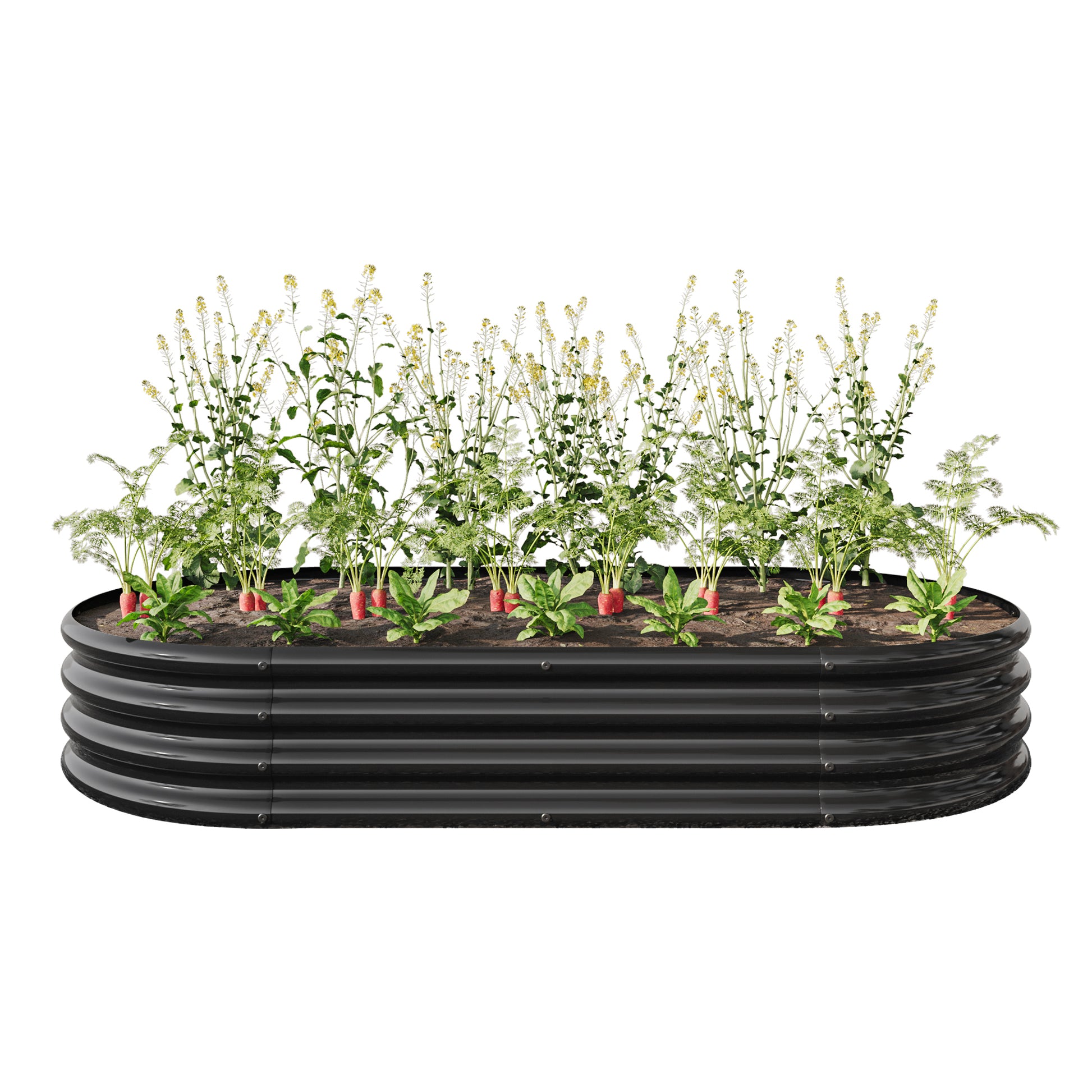 Raised Garden Bed Outdoor,Oval Large Metal Raised Planter Bed For For Plants, Vegetables, And Flowers Black Black Metal