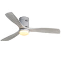 52 Inch S 3 Solid Wood Fan Blade Noiseless Reversible Motor Remote Control With Light Silver Metal & Wood