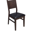Farmhouse 6 Piece Wood Dining Table Set With 4 Upholstered Chairs And Bench, Dark Brown Brown Wood Dining Room Bench Seating Rubberwood Rectangular Dining Table With Chair And Bench Upholstered Chair Wood Dark Brown Solid Back Seats 6 Farmhouse Trestle