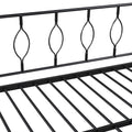 Full Size Metal Daybed With Twin Size Adjustable Trundle, Portable Folding Trundle, Black Old Sku:Mf293730Aab Black Steel