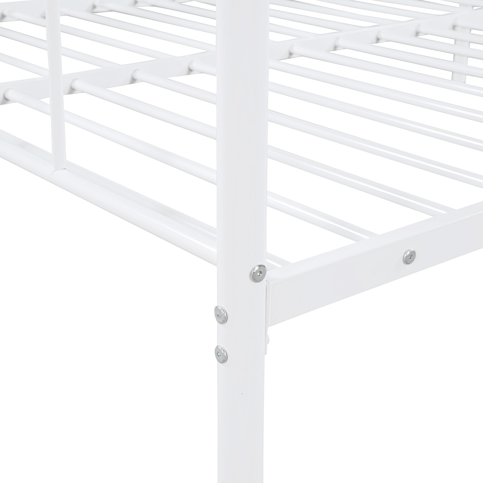 Full Size Metal Daybed With Twin Size Adjustable Trundle, Portable Folding Trundle, White Old Sku:Mf293736Aak White Steel