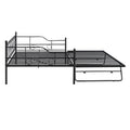 Full Size Metal Daybed With Twin Size Adjustable Trundle, Portable Folding Trundle, Black Old Sku:Mf293730Aab Black Steel