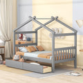 Twin Size Wooden House Bed With Drawers, Gray Gray Solid Wood Mdf