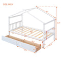 Twin Size Wooden House Bed With Drawers, White White Solid Wood Mdf