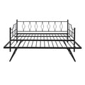 Full Size Metal Daybed With Twin Size Adjustable Trundle, Portable Folding Trundle, Black Old Sku:Mf293730Aab Black Steel