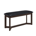Farmhouse 6 Piece Wood Dining Table Set With 4 Upholstered Chairs And Bench, Dark Brown Brown Wood Dining Room Bench Seating Rubberwood Rectangular Dining Table With Chair And Bench Upholstered Chair Wood Dark Brown Solid Back Seats 6 Farmhouse Trestle