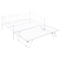 Full Size Metal Daybed With Twin Size Adjustable Trundle, Portable Folding Trundle, White Old Sku:Mf293736Aak White Steel