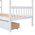 Twin Size Wooden House Bed With Drawers, White White Solid Wood Mdf