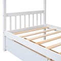 Twin Size Wooden House Bed With Drawers, White White Solid Wood Mdf