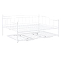 Full Size Metal Daybed With Twin Size Adjustable Trundle, Portable Folding Trundle, White Old Sku:Mf293736Aak White Steel