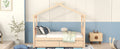 Twin Size Wooden House Bed With Drawers, Natural Natural Solid Wood Mdf