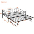 Full Size Metal Daybed With Twin Size Adjustable Trundle, Portable Folding Trundle, Black Old Sku:Mf293730Aab Black Steel