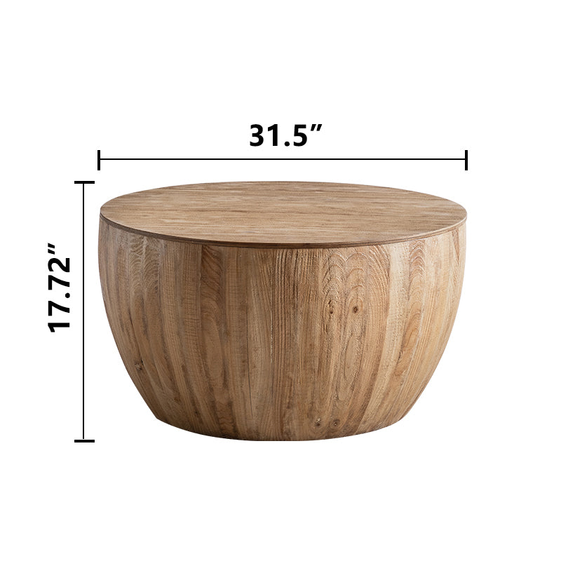 31.50"Vintage Style Bucket Shaped Coffee Table For Office, Dining Room And Living Room Same Sku:W757P170149 Natural Solid Wood Mdf